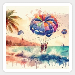 Artistic illustration of a beach scene Magnet